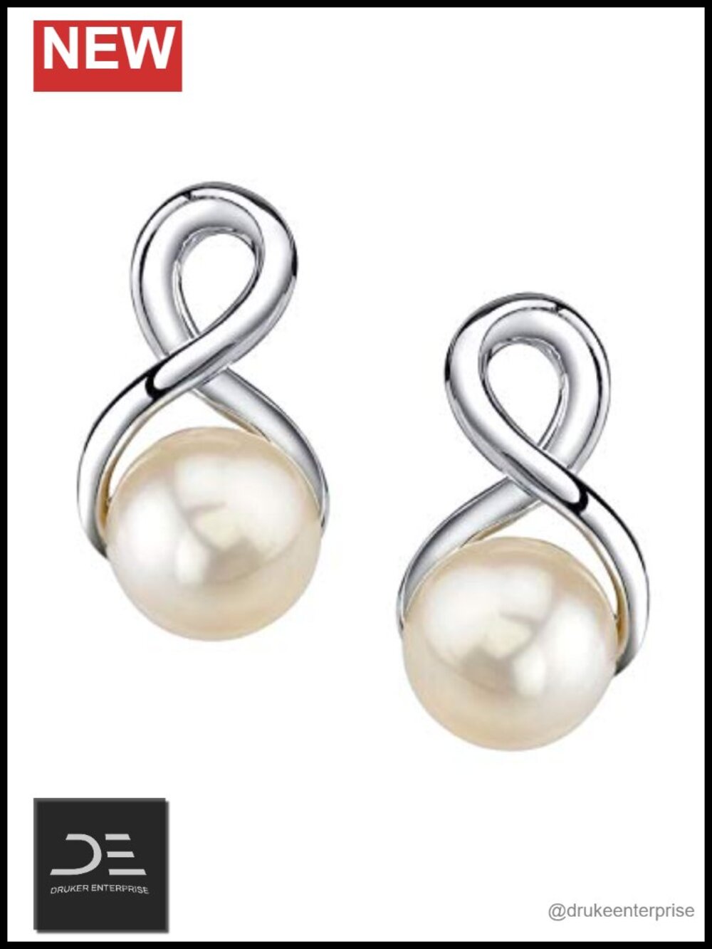 Real Cultured Freshwater Pearl Earrings 9-10mm Sterling Silver Hypoallergenic